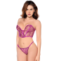 Ensemble sexy 2 pièces bustier &amp; string en dentelle satinée