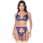 Ensemble sexy 3 pièces avec broderie brillante