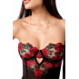 Babydoll sexy à armatures Mapalé broderie roses et string