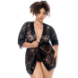 Peignoir en dentelle grande taille Mapalé avec string assorti