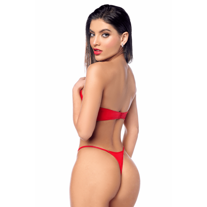 Ensemble 2 pièces en similicuir rouge lisse