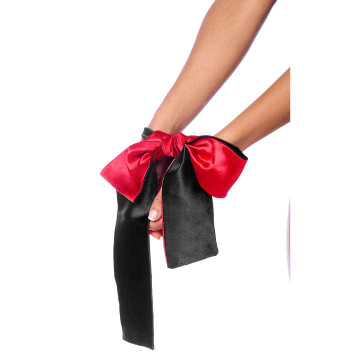 Accessoire coquin en satin réversible noir &amp; rouge