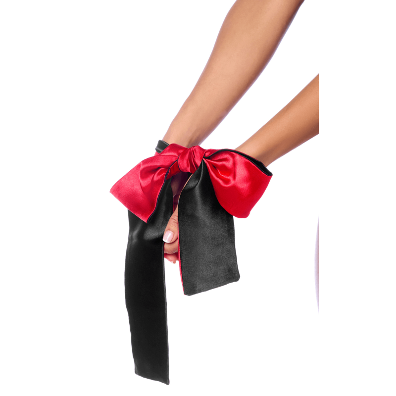 Accessoire coquin en satin réversible noir &amp; rouge