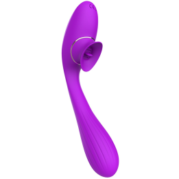 Stimulateur Clitoridien avec langue &amp; Vibromasseur Point G 2-en-1 DISA Violet Cœur Ardent