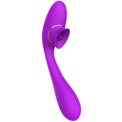 Stimulateur Clitoridien avec langue &amp; Vibromasseur Point G 2-en-1 DISA Violet Cœur Ardent