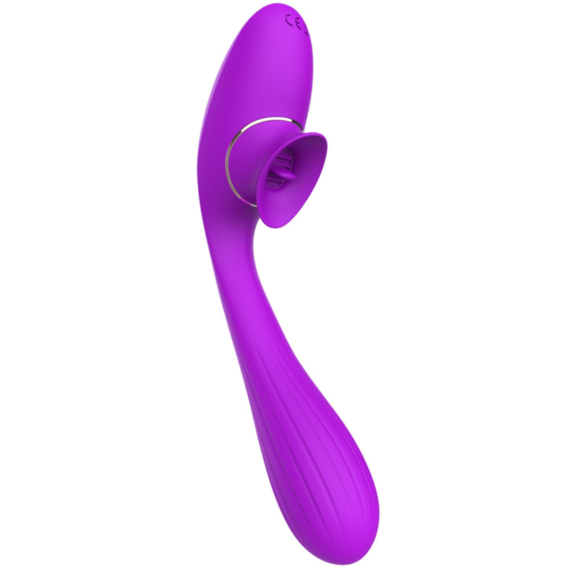 Stimulateur Clitoridien avec langue &amp; Vibromasseur Point G 2-en-1 DISA Violet Cœur Ardent