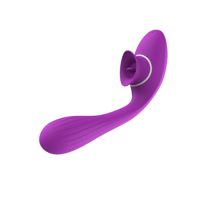Stimulateur Clitoridien avec langue &amp; Vibromasseur Point G 2-en-1 DISA Violet Cœur Ardent