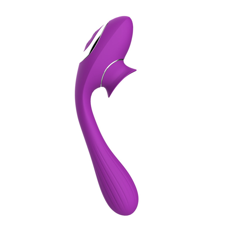 Stimulateur Clitoridien avec langue &amp; Vibromasseur Point G 2-en-1 DISA Violet Cœur Ardent