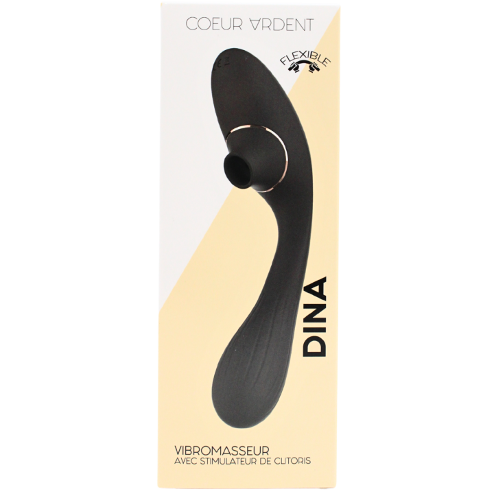 Stimulateur Clitoridien &amp; Vibromasseur Point G 2-en-1 DINA Noir