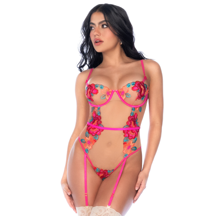 Body en Tulle Brodé Fleuri