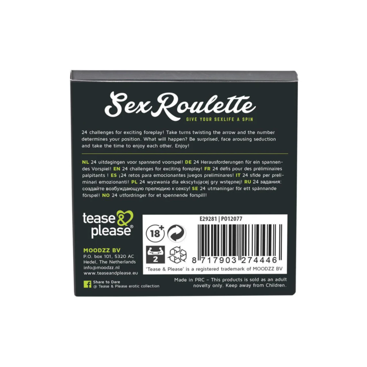 Jeu "Sex Roulette" 24 défis préliminaires