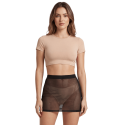 Jupe noire en résille transparente Maya