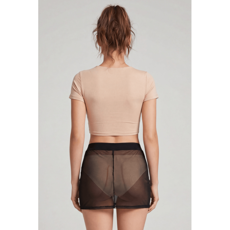 Jupe noire en résille transparente Maya