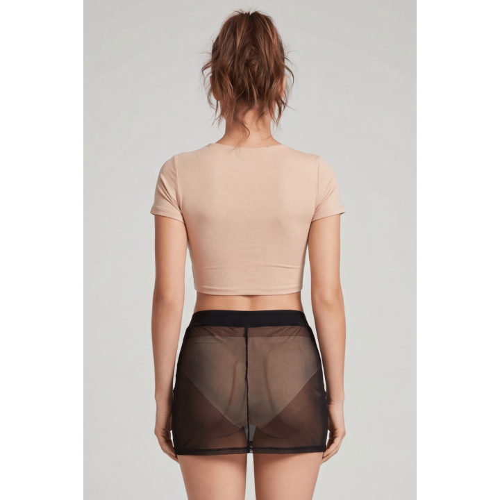 Jupe noire en résille transparente Maya