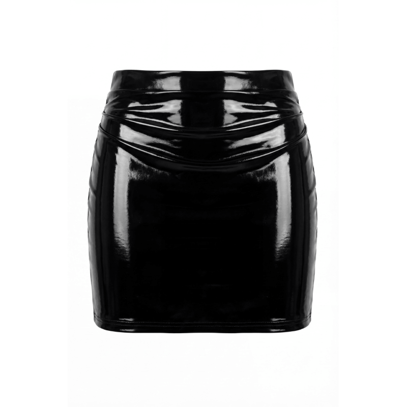 Jupe noire en simili cuir avec zip Lara