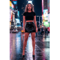 Jupe noire en simili cuir avec zip Lara