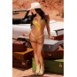 Nuisette transparente brodée jaune et string