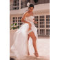 Ensemble 4 pièces blanc, bustier, string et 2 jarretières