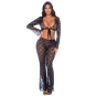 Top et pantalon en dentelle florale noire
