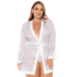 Peignoir grande taille en dentelle blanche