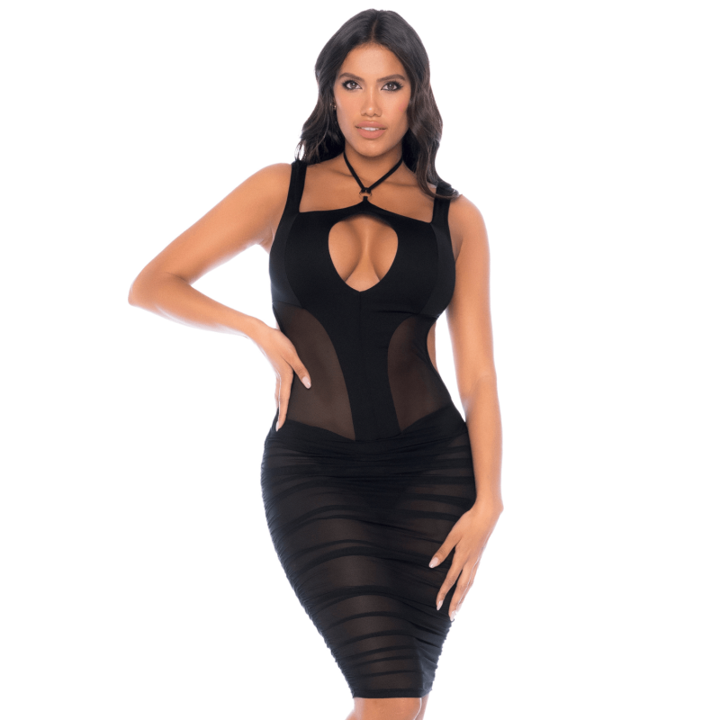 Robe noire semi transparente dos nu
