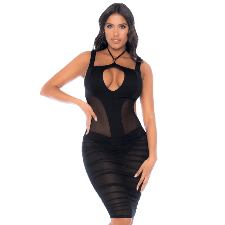 Robe noire semi transparente dos nu
