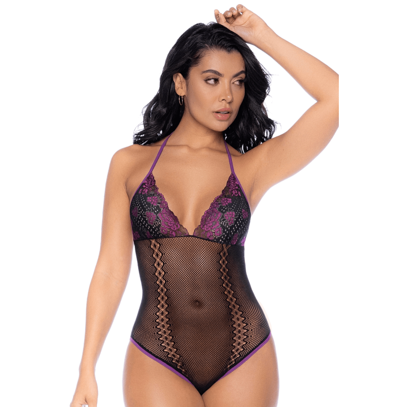 Body noir et violet et mitaines amovibles