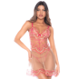 Nuisette en résille brodée avec string