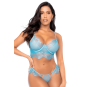 Ensemble 2 pièces en dentelle à cils bleue