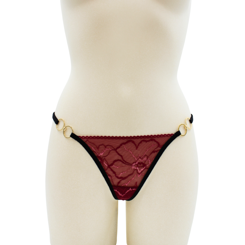 String bordeaux avec anneaux détachables
