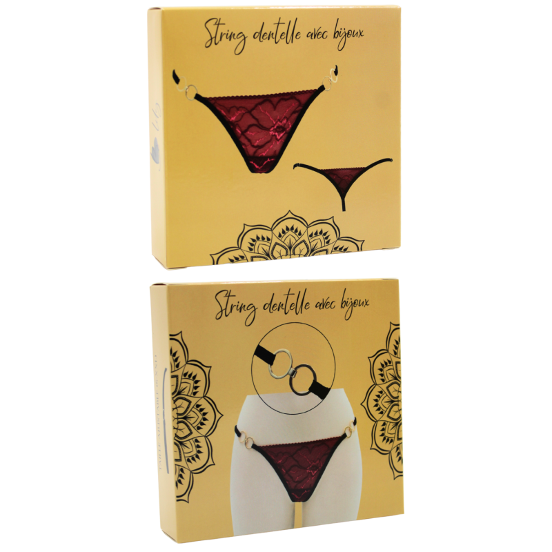 String bordeaux avec anneaux détachables
