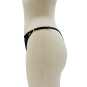 Tanga noir en dentelle avec bijou losanges dorés
