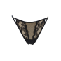 Tanga noir en dentelle avec bijou losanges dorés