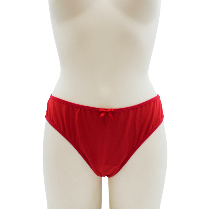 Culotte rouge en dentelle avec nœud en satin