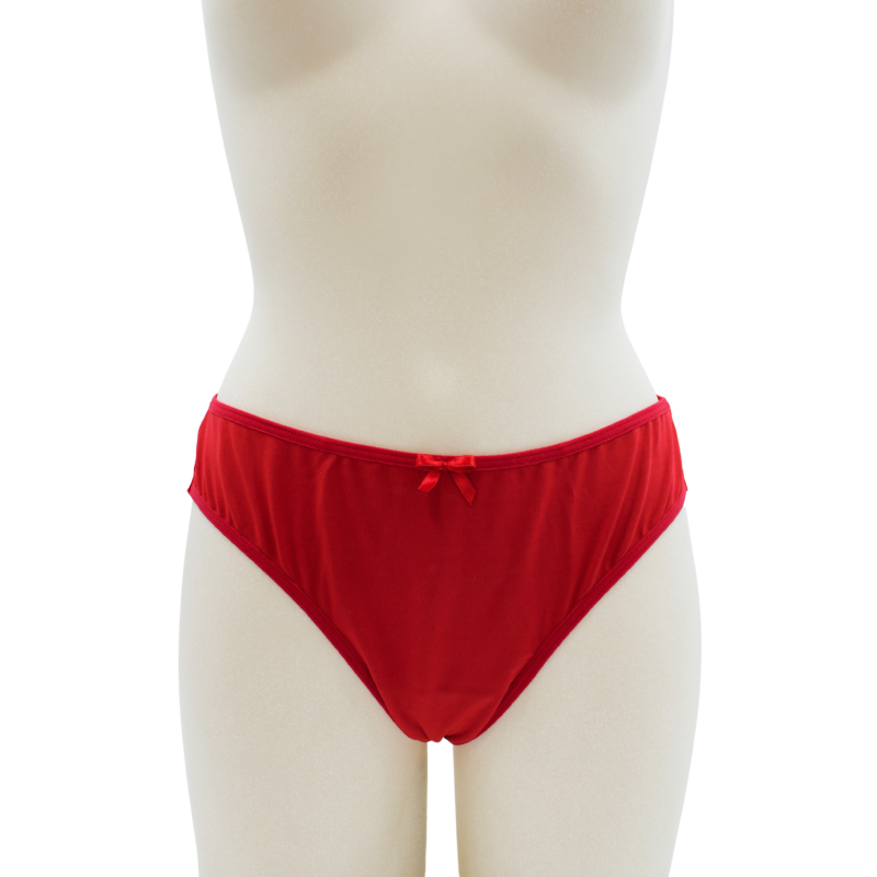 Culotte rouge en dentelle avec nœud en satin