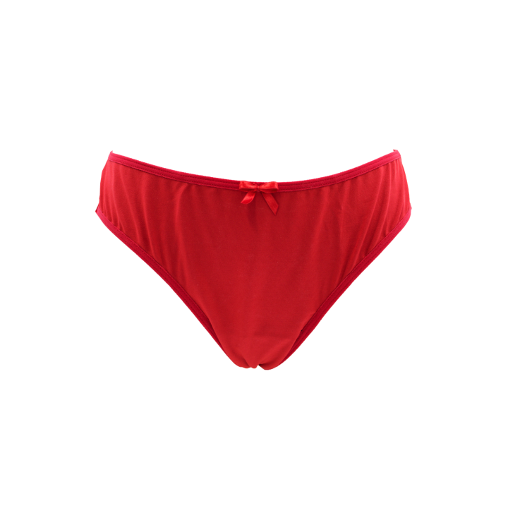 Culotte rouge en dentelle avec nœud en satin