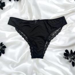 Culotte noire en dentelle avec nœud en satin