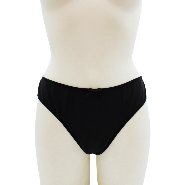 Culotte noire en dentelle avec nœud en satin