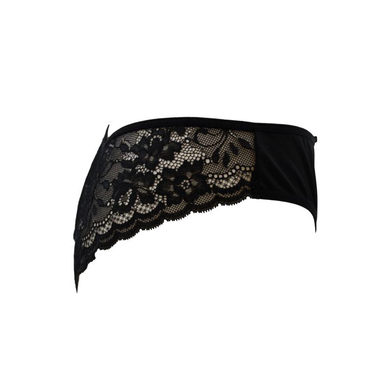 Culotte noire en dentelle avec nœud en satin