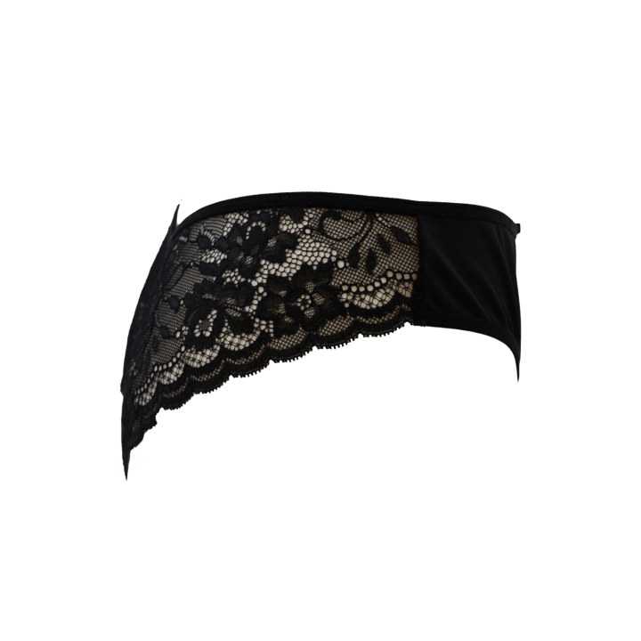Culotte noire en dentelle avec nœud en satin