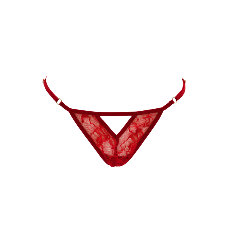 String rouge avec bijou perle &amp; strass dorés