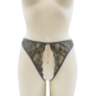 String gris avec bijou couleur aléatoire et chaîne dorée