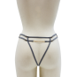 String gris avec bijou couleur aléatoire et chaîne dorée