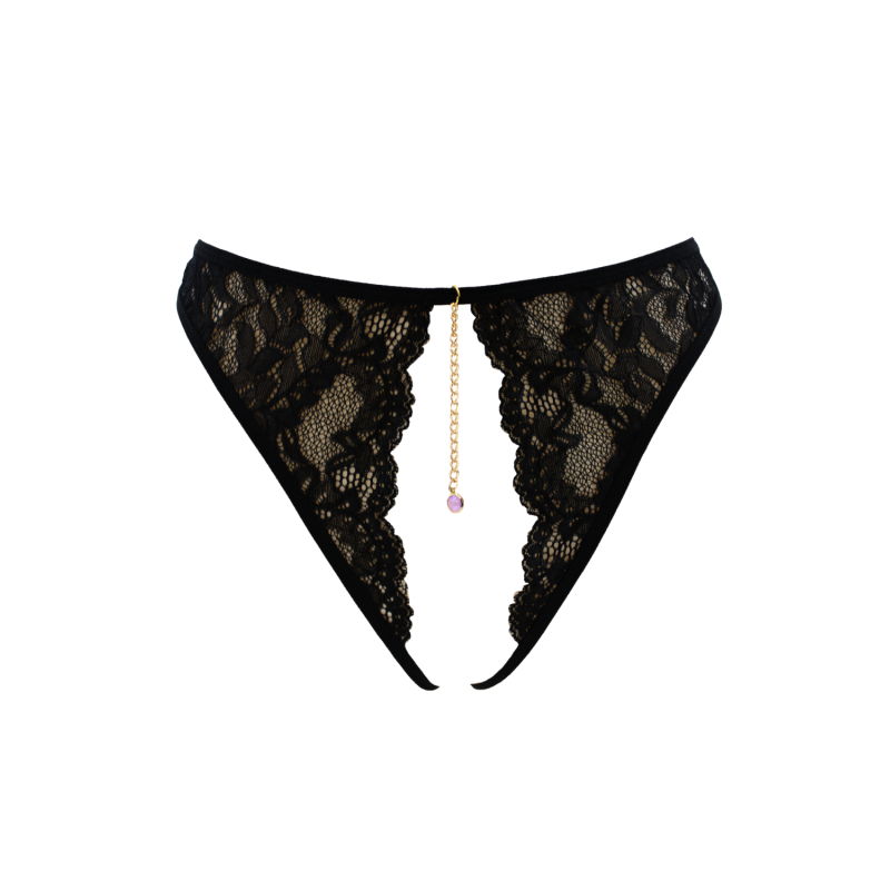 String noir avec bijou couleur aléatoire et chaîne dorée