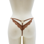 String taupe en dentelle avec bijou cœur doré