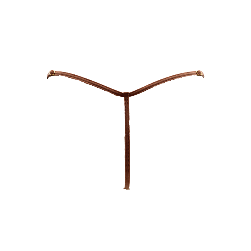 String en dentelle taupe ouvert avec chaînes dorées