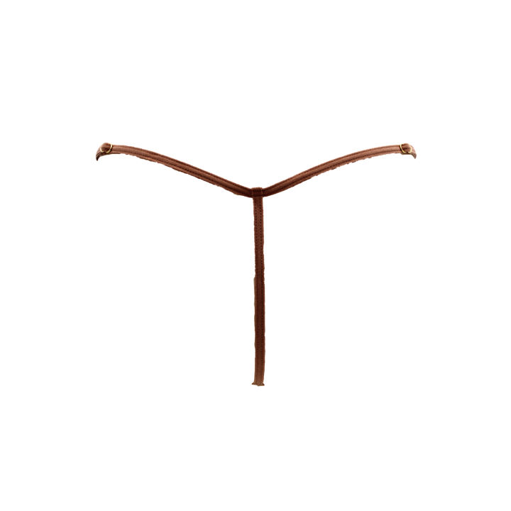 String en dentelle taupe ouvert avec chaînes dorées