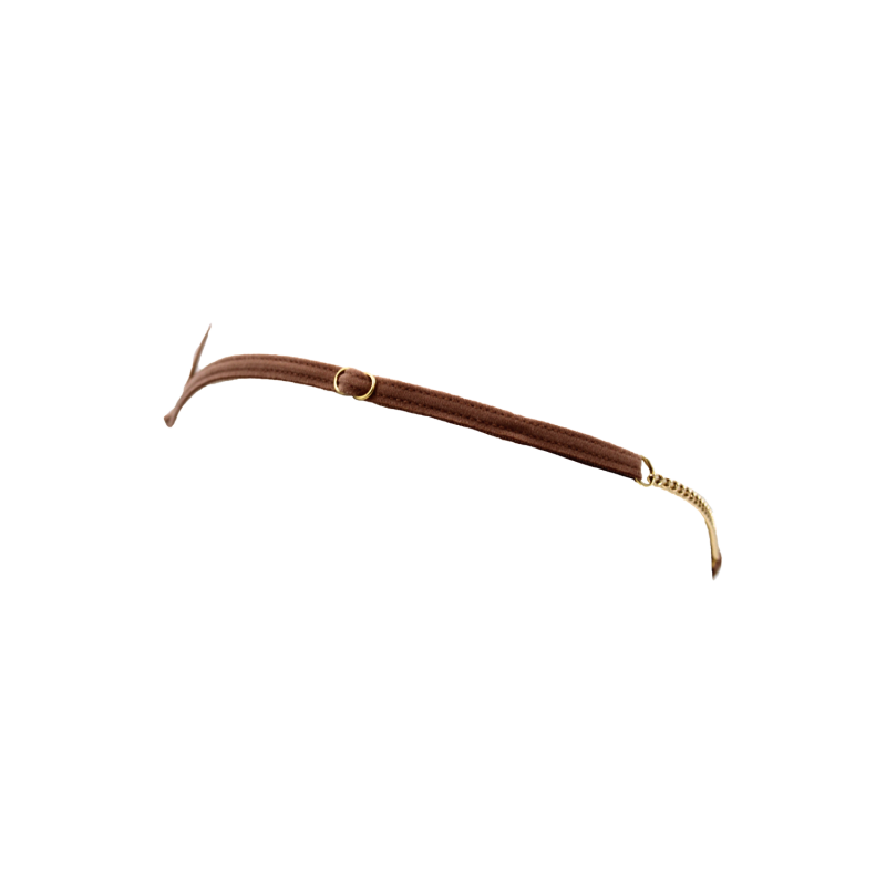 String en dentelle taupe ouvert avec chaînes dorées