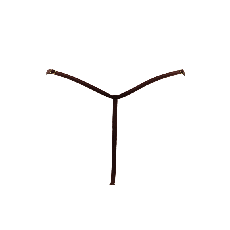 String en dentelle marron ouvert avec chaînes dorées