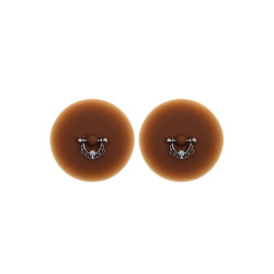 Paire de cache-tétons piercing barre demi-anneau faux diamant peau foncée